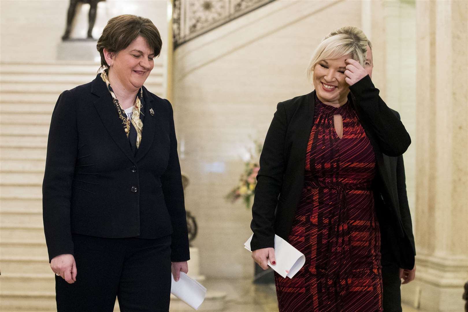 Mrs Foster and Deputy First Minister Michelle O’Neill (Liam McBurney/PA)