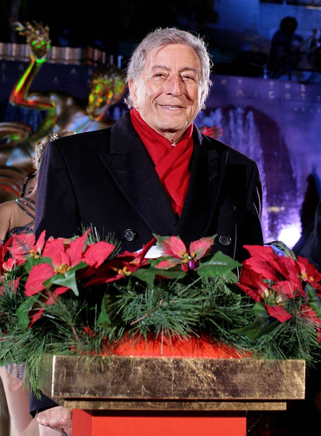 Tony Bennett turns on the Christmas tree lights at the Rockefeller building in New York (Andrew Parsons/PA)