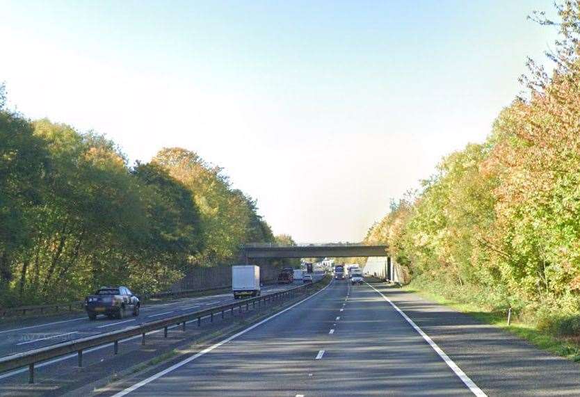 Fire crews were called to the M26 near Dunton Green, Sevenoaks. Photo: Google