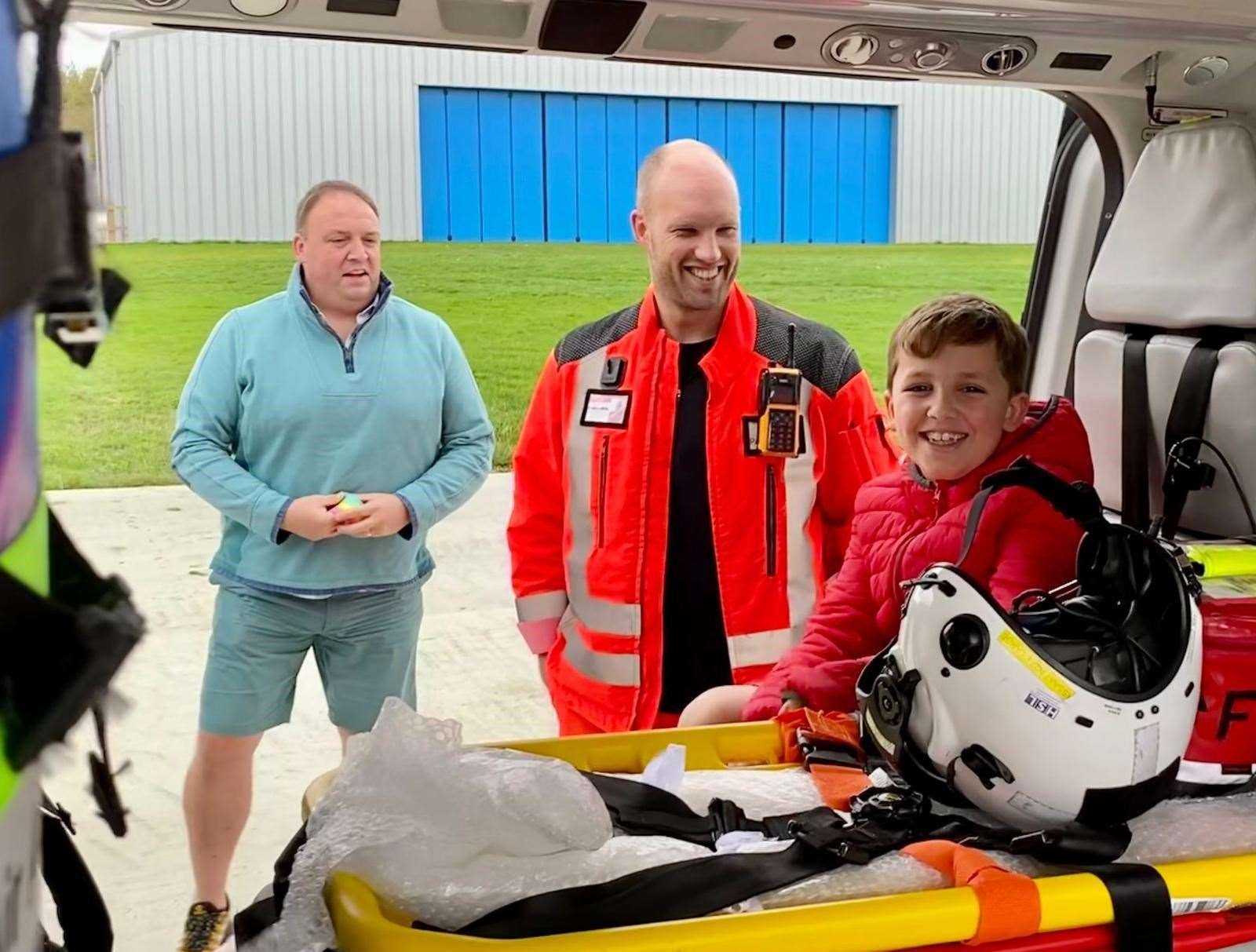 From left: Giles, KSS' David Griffiths, and son Max. Picture: KSS