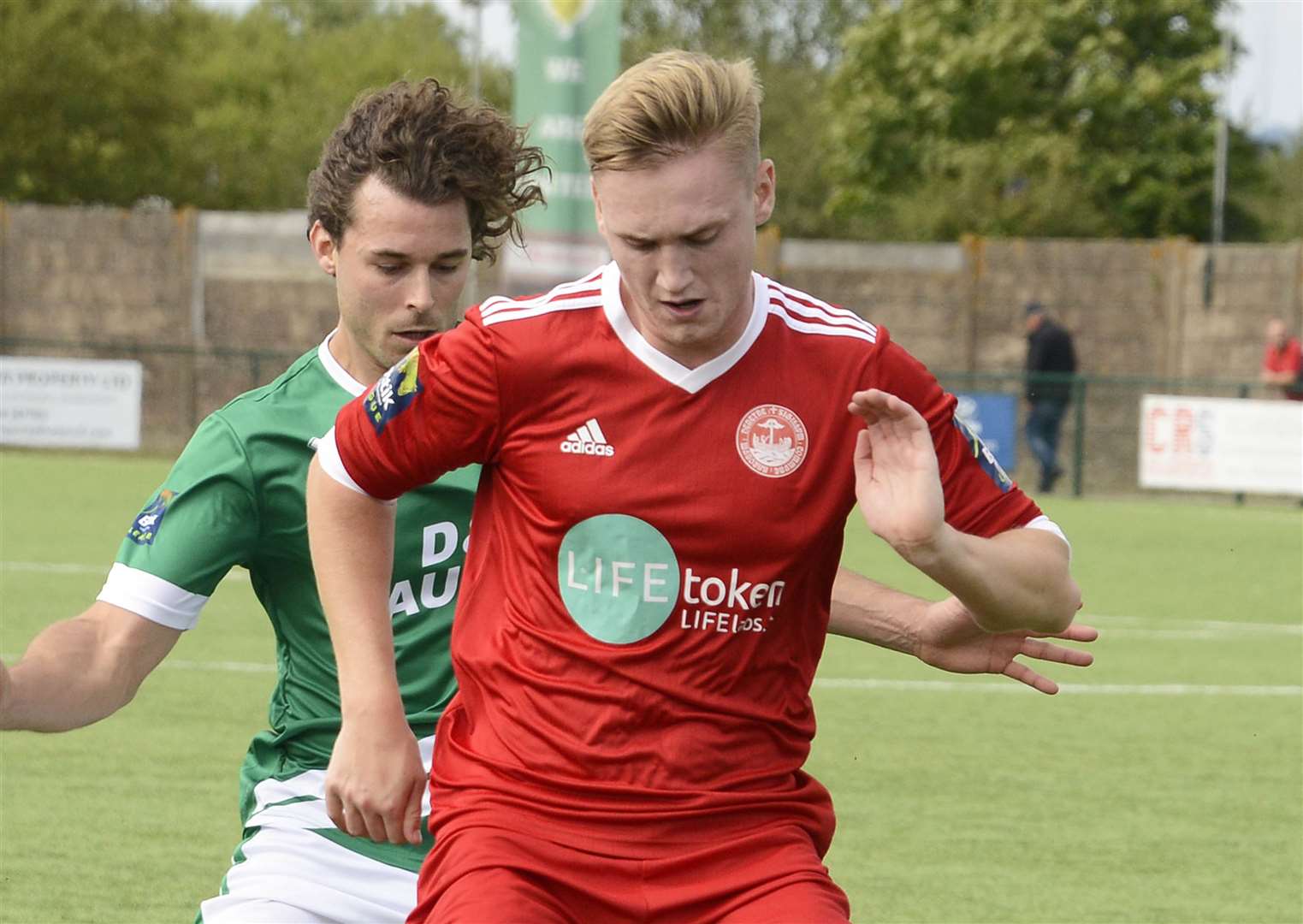 Mitchell Dickenson in action for Hythe against Ashford Picture: Paul Amos