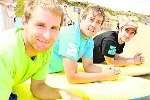 From left: James Gregory, Luke Farmer and Colin Rose, instructors with the surf school.