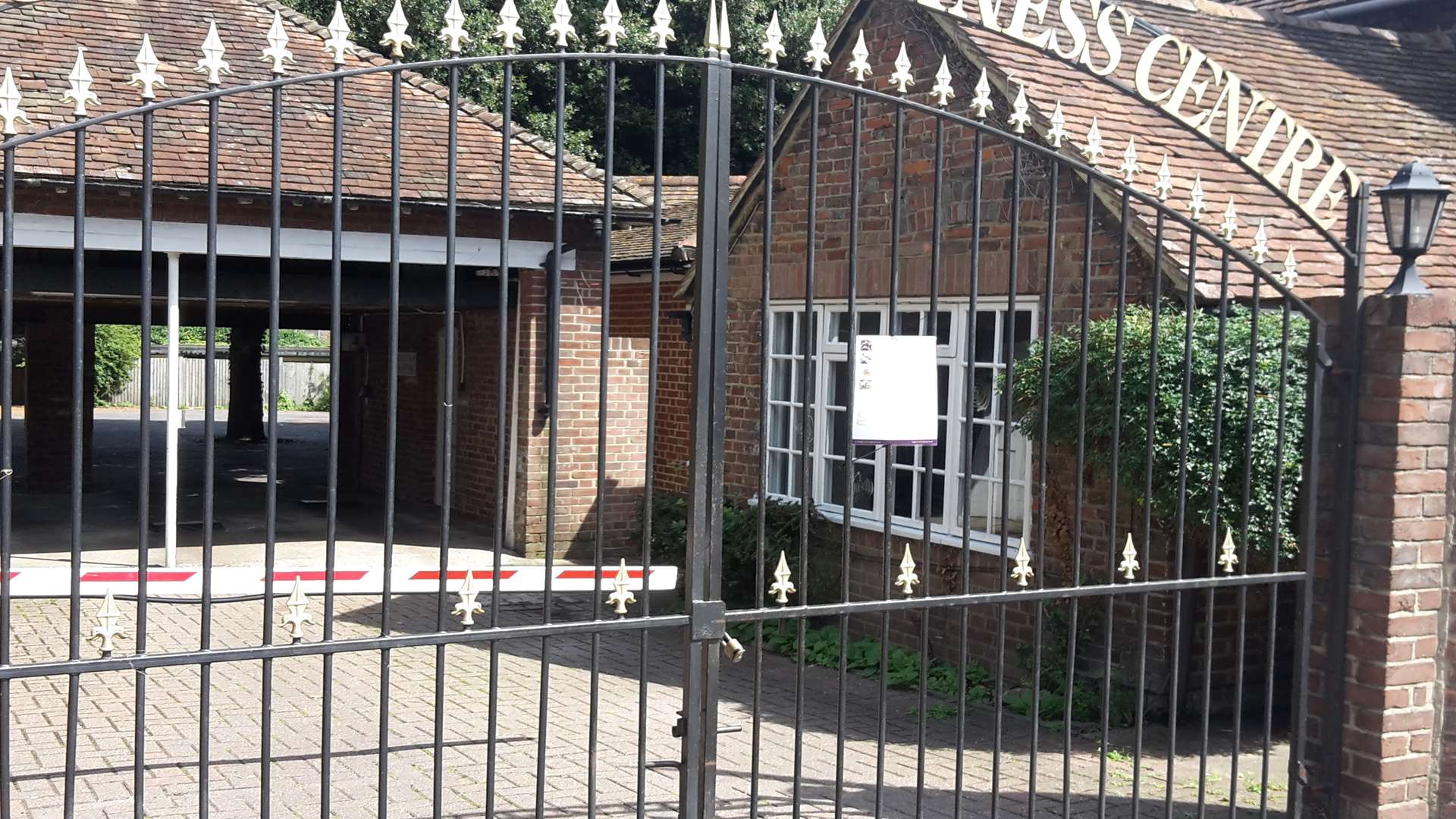 The closed gates at Reynolds Gym, Rainham, following a fire