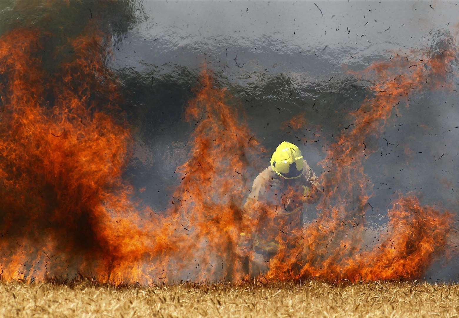 A cornfield fire in Burberry Lane, near Leeds Castle. Picture: Sean Aidan