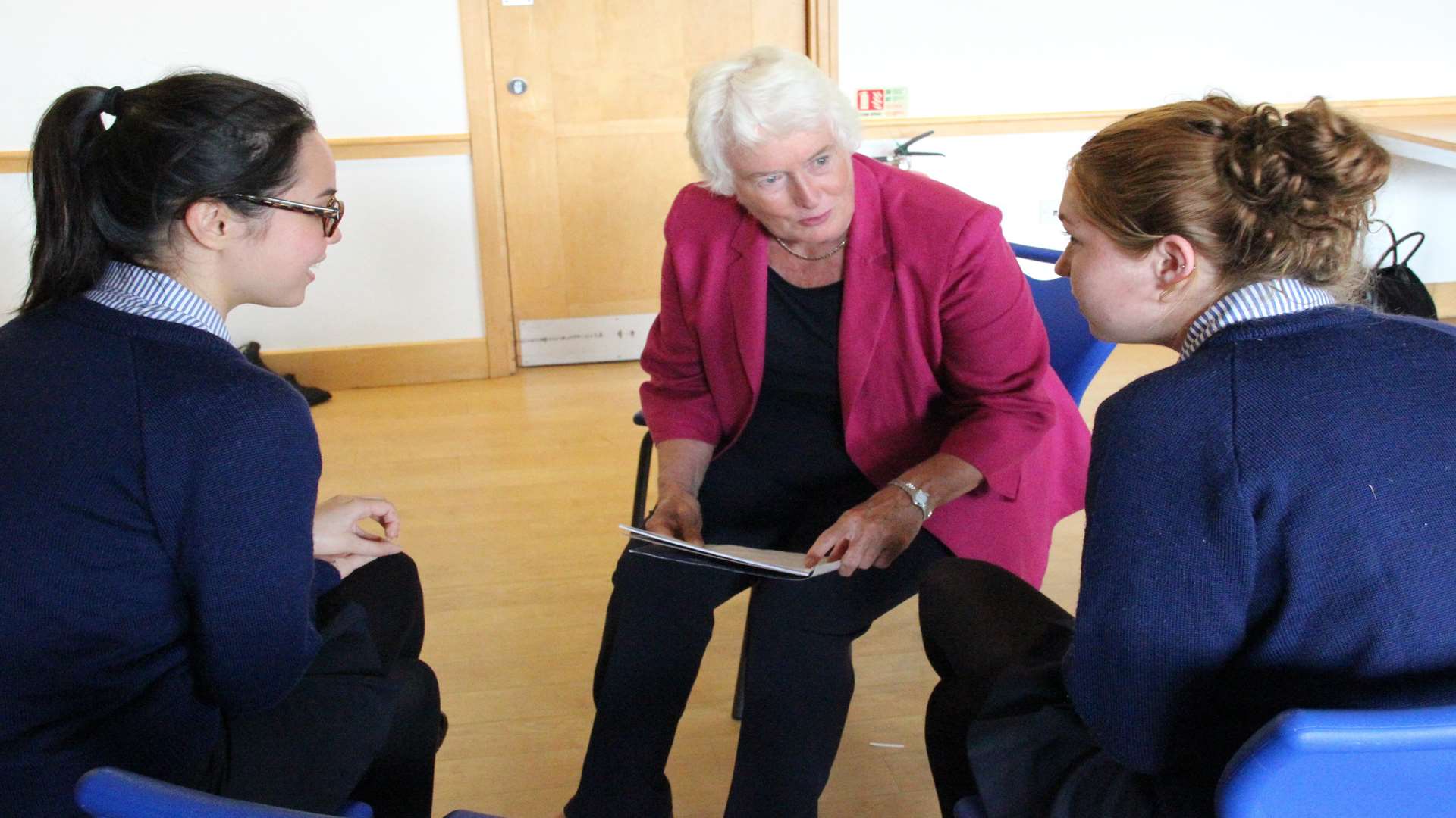 Former The Apprentice adviser Margaret Mountford offering advice to Benenden girls
