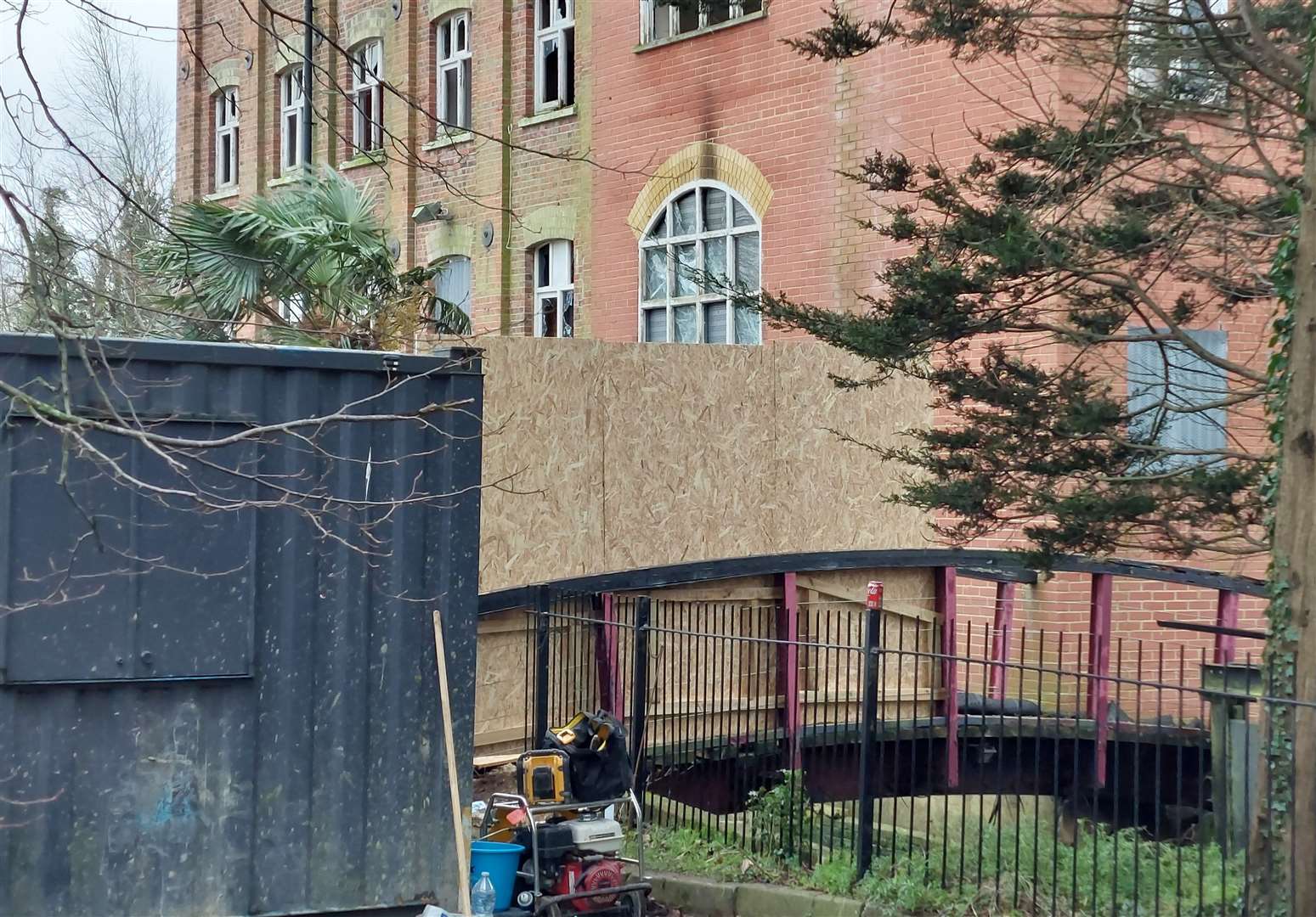 Contractors are working at the site today installing more hoardings around the property