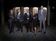 The Dragons - James Caan, Duncan Bannatyne, Theo Paphitis, Deborah Meaden and Peter Jones. Picture: BBC/Rolf Marriott