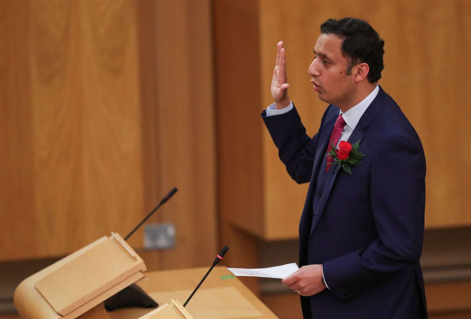 Labour leader Anas Sarwar is sworn in as an MSP (Russell Cheyne/PA)