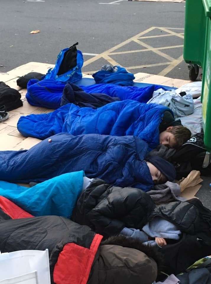 Pupils from Hartsdown Academy sleep rough for the night to experience the plight of the hundreds of people sleeping on the streets in Kent raising £1,700 for Porchlight (8355175)