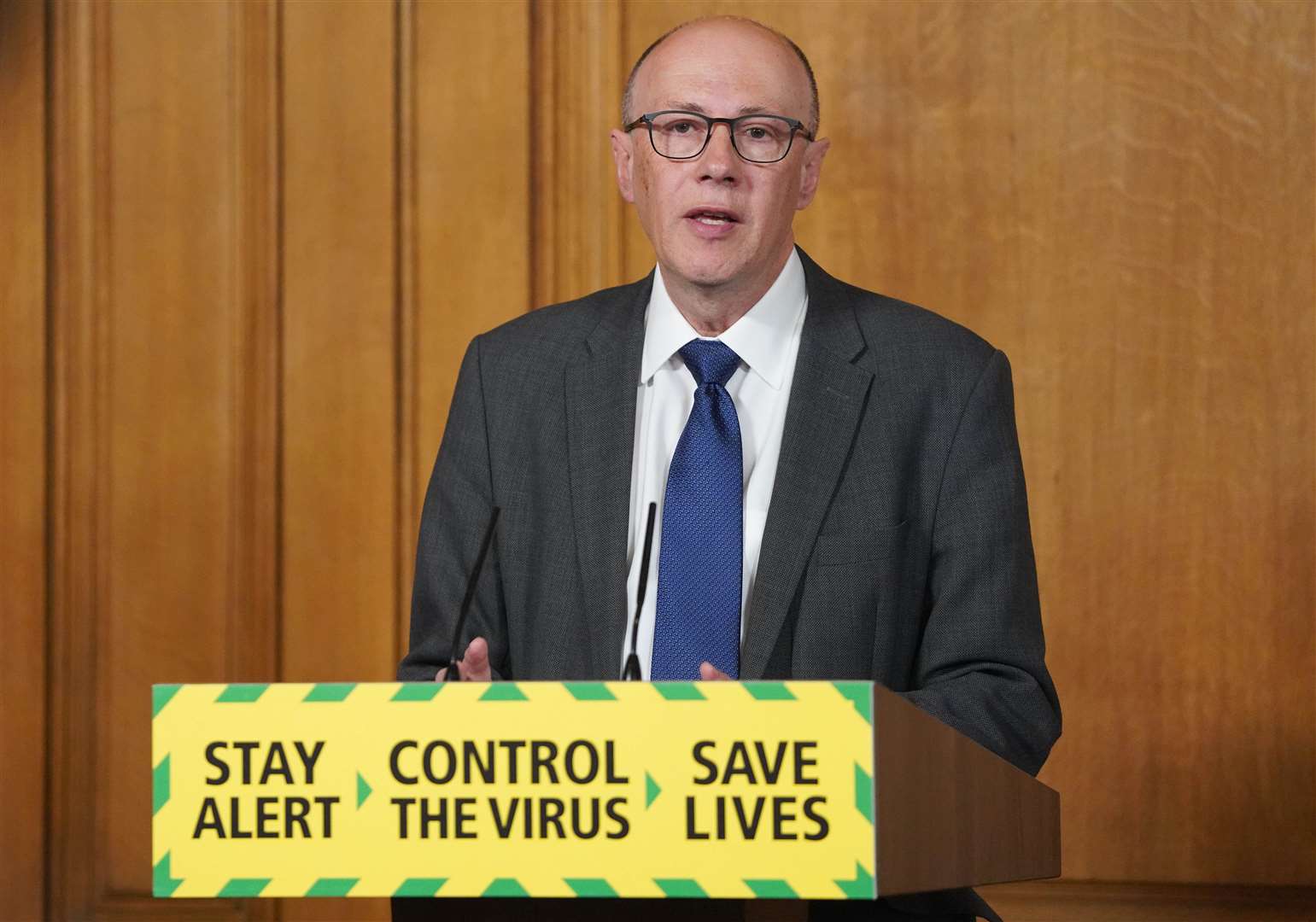 Professor Stephen Powis addressed teh daily briefing (Pippa Fowles/10 Downing Street/Crown Copyright/PA Media)