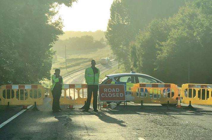 Police cordoned off the area after the accident. Picture: Steve Salter