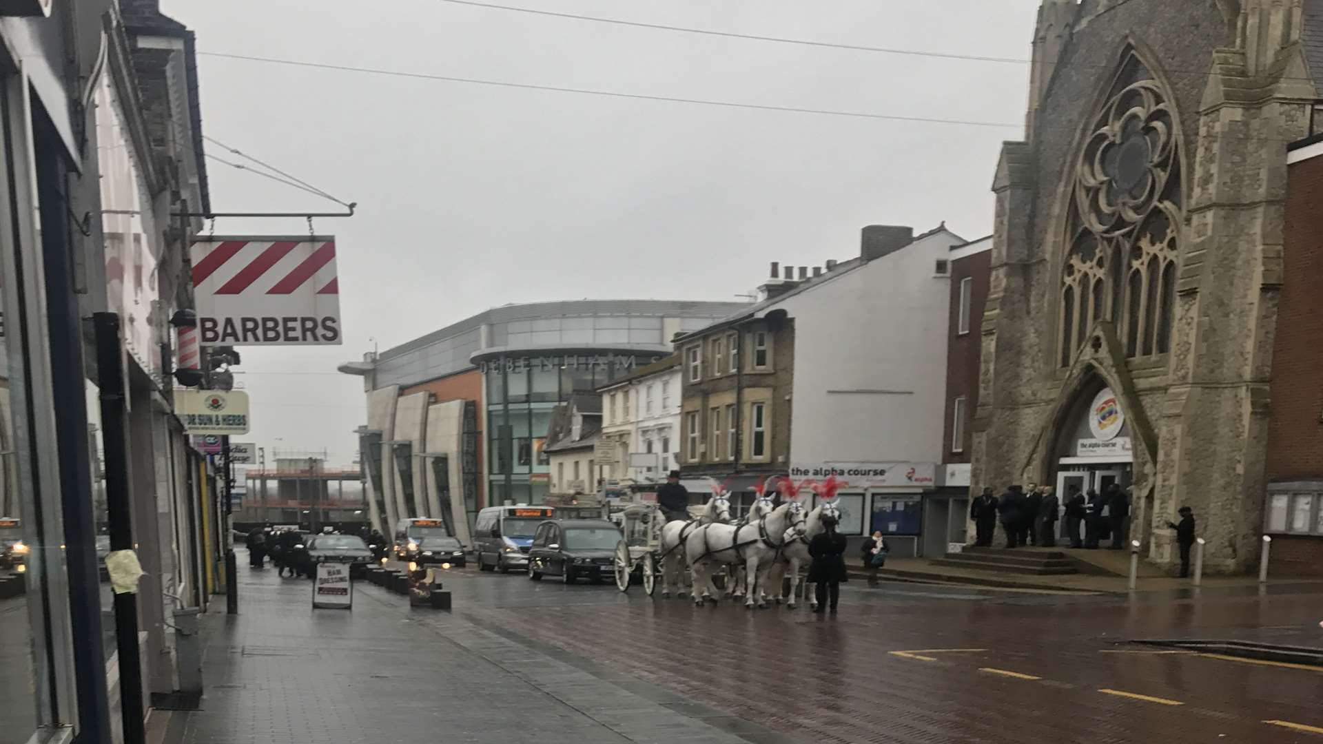 Large crowds gathered outside the church.