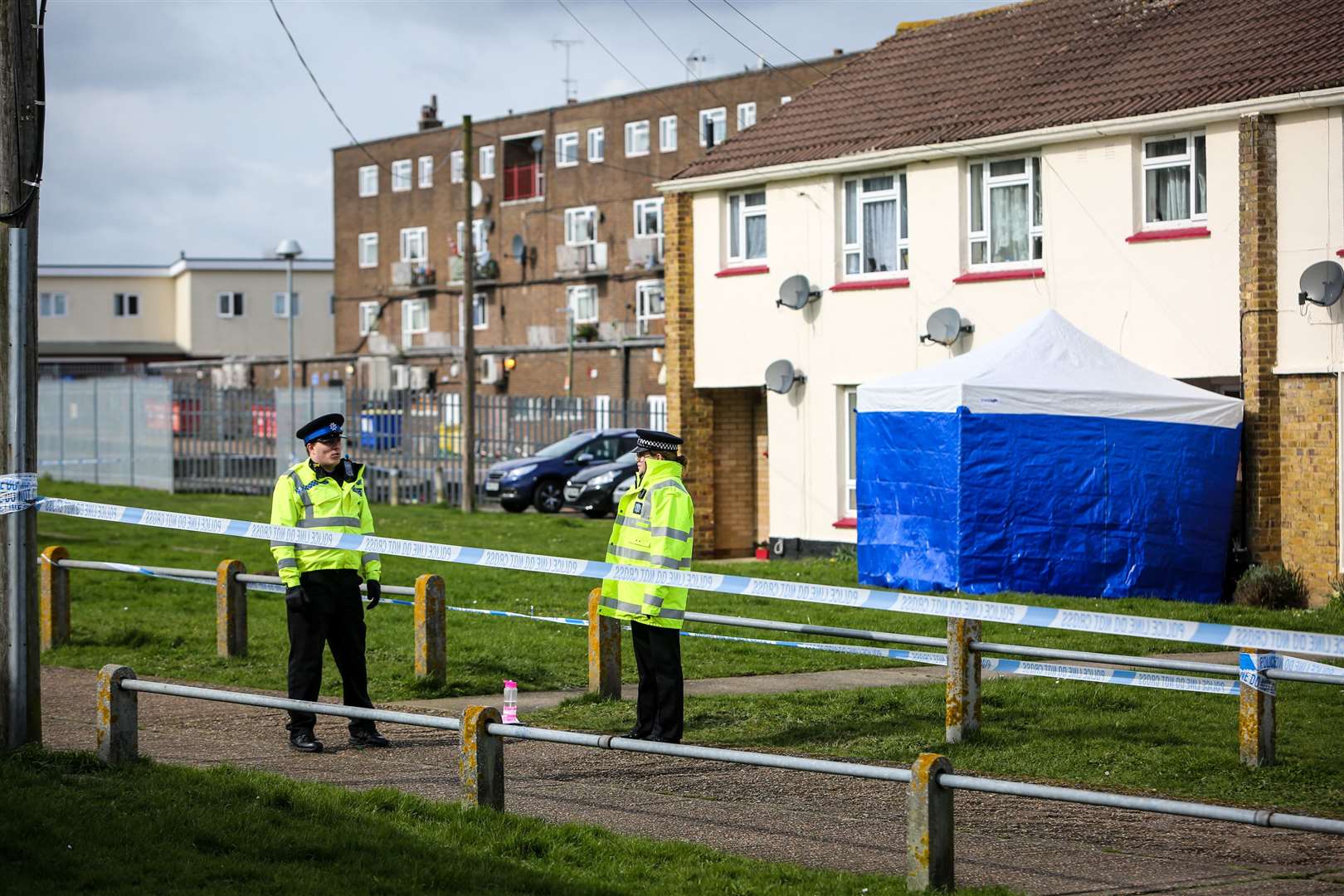 Police at the scene during the murder inquiry