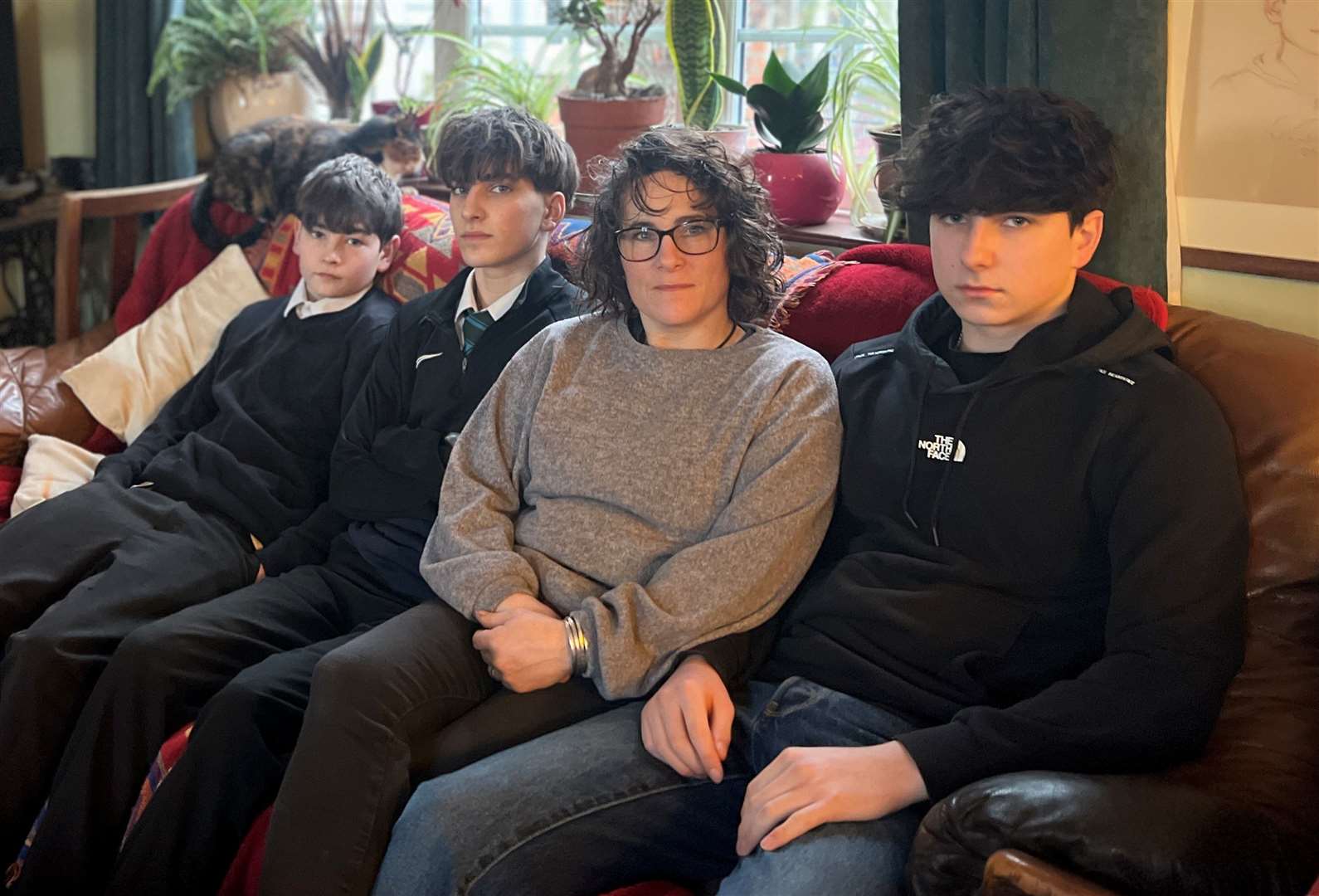 Charlene Hawkes spends a staggering £1,730 each year on bus passes for her sons – Joe, 16, Toby, 15, and Isaac, 13. Picture: Charlene Hawkes