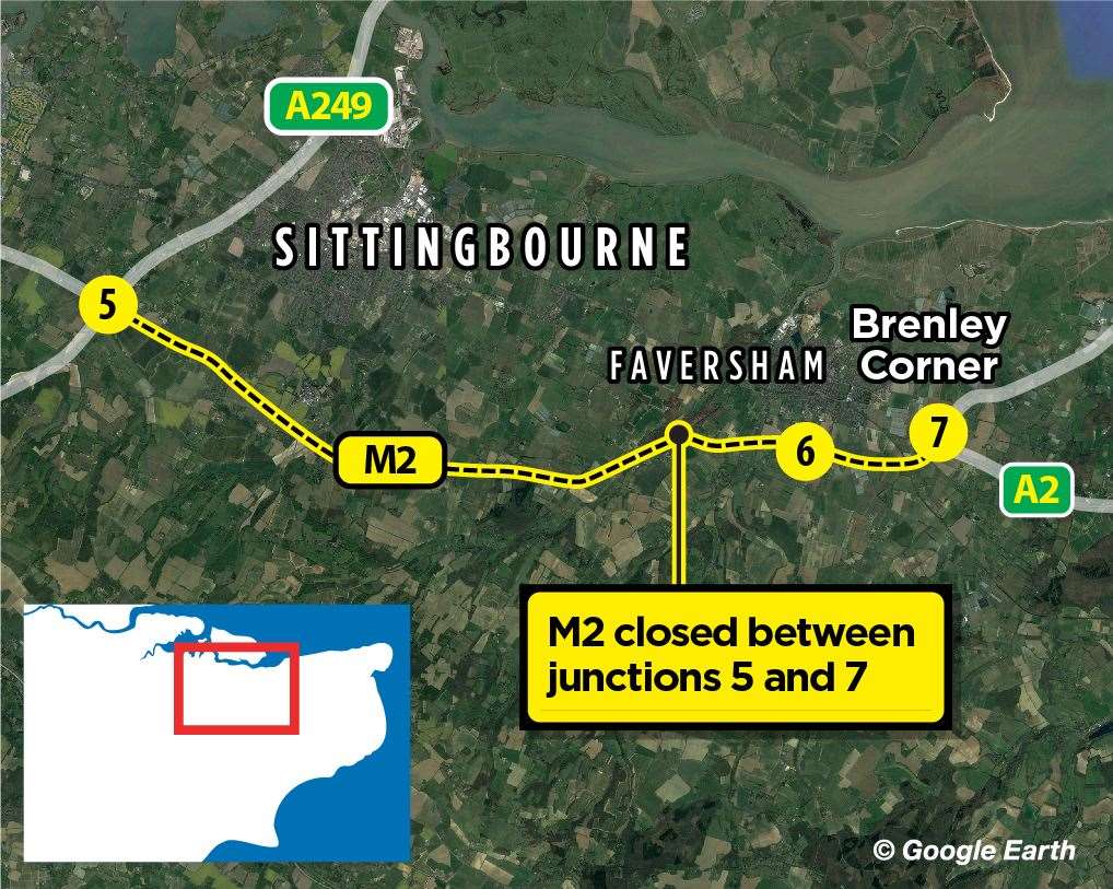 M2 closed to all traffic this weekend between Junction 5 for