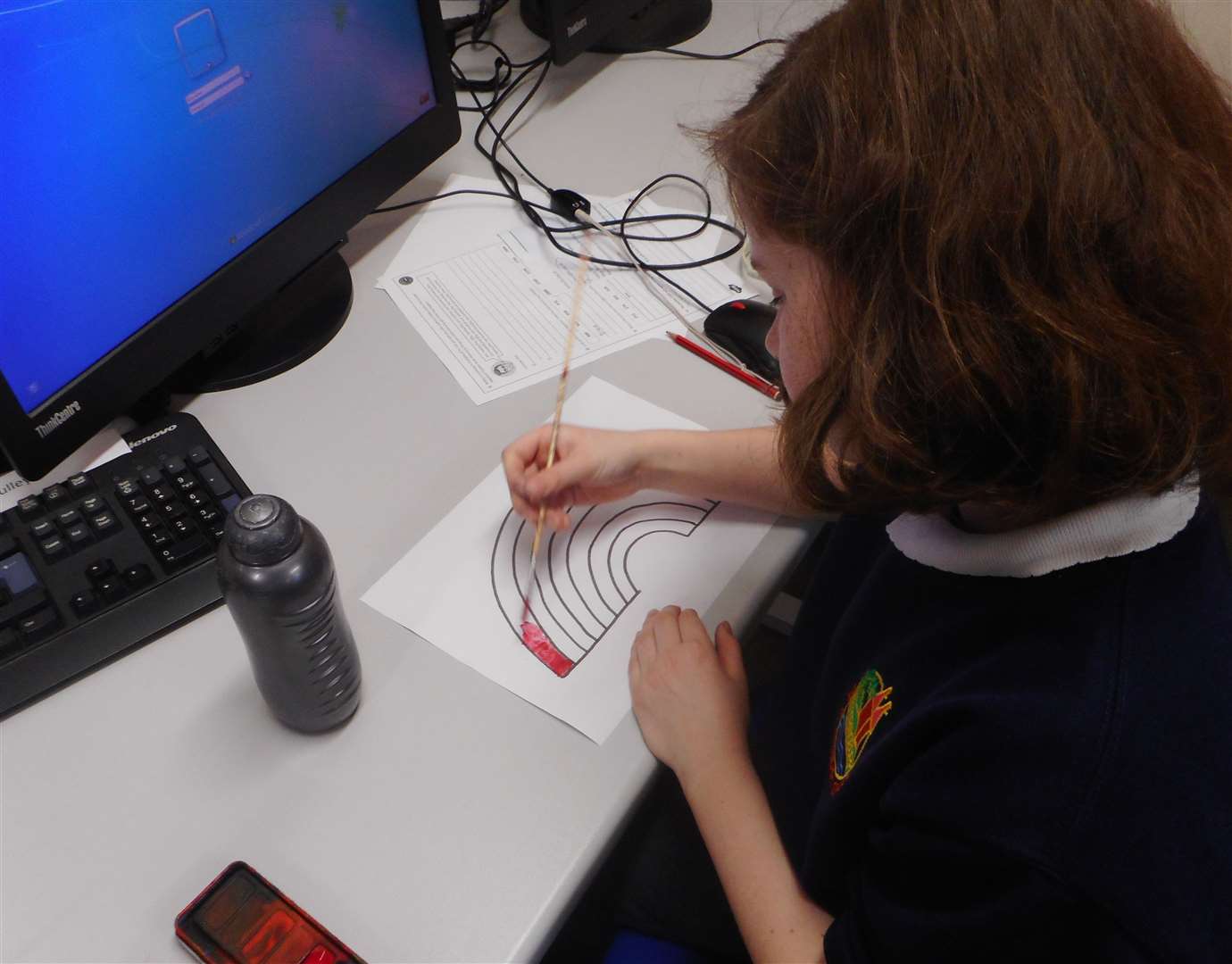 Children enoy drawing at Wateringbury Primary School yesterday