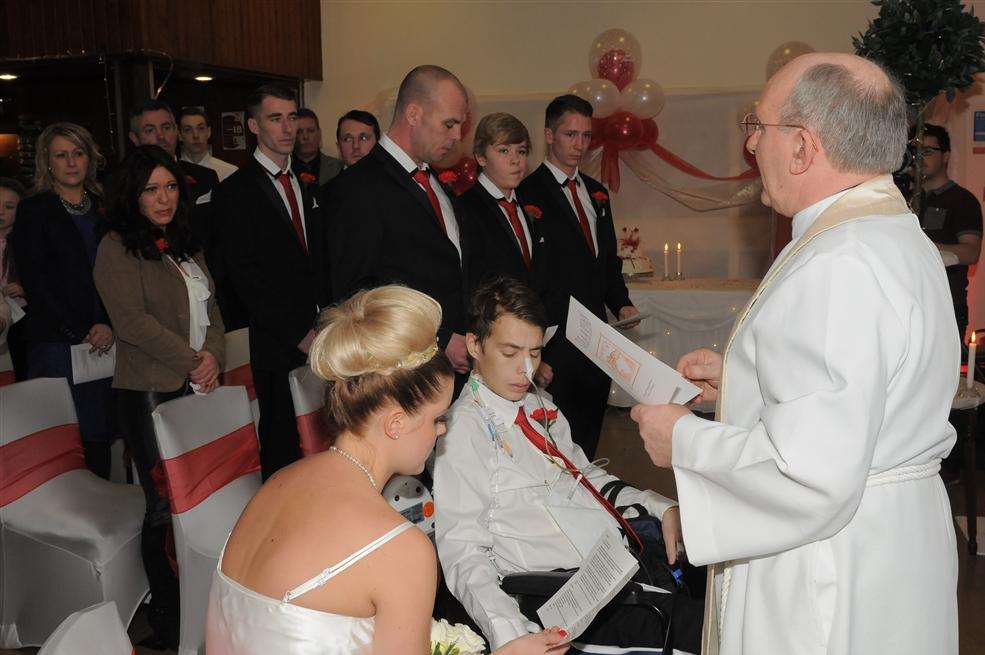 Medway Maritime Hospital Social Club, Gillingham. Wedding of Ryan 'Felix' Glenny and Cola Weller with Rev Steve Spencer