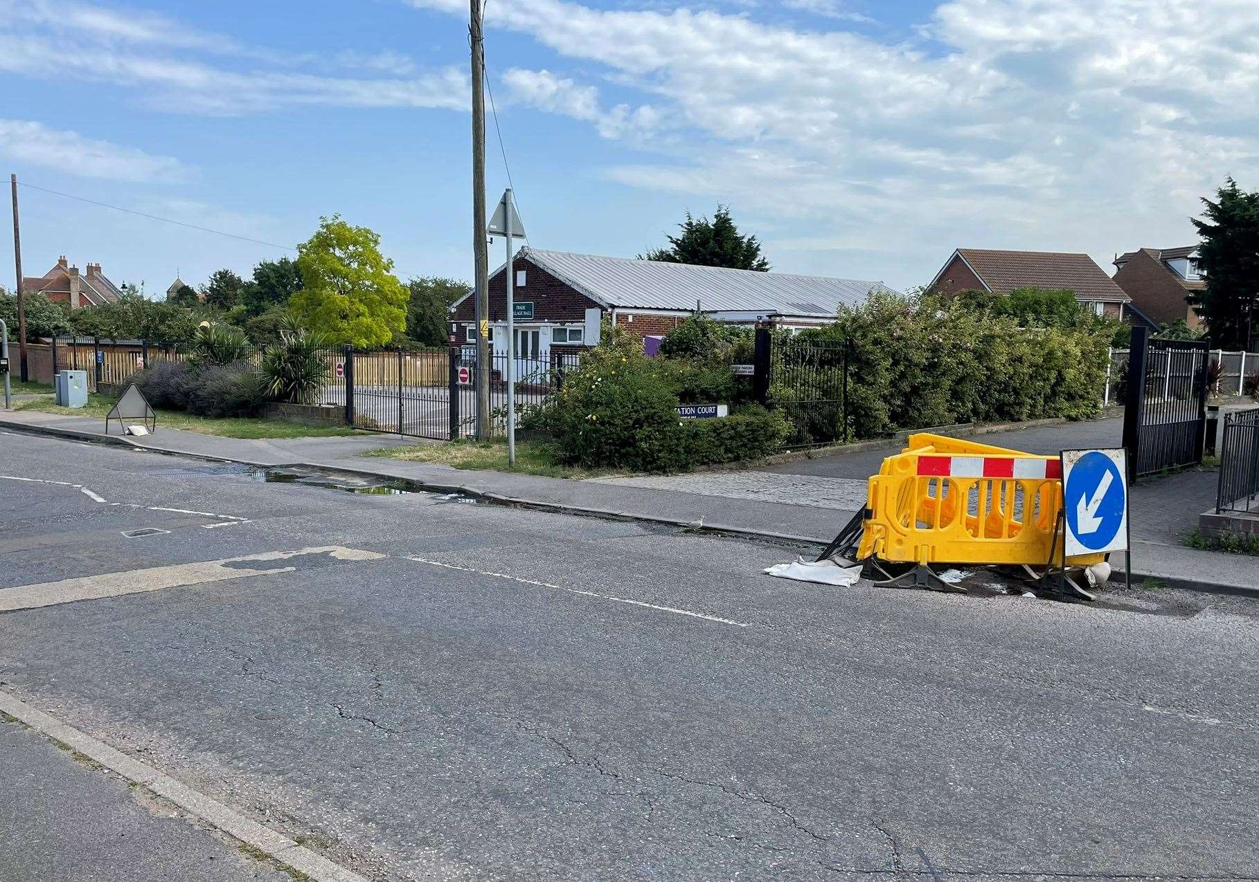 The water leak in Ferry Road is near Iwade Village Hall in the heart of the village. Picture: Joe Crossley