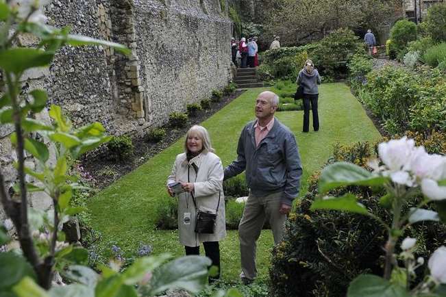 Alethea & Graham Lester visiting the Archdeaconry garden, Canterbury Cathedral