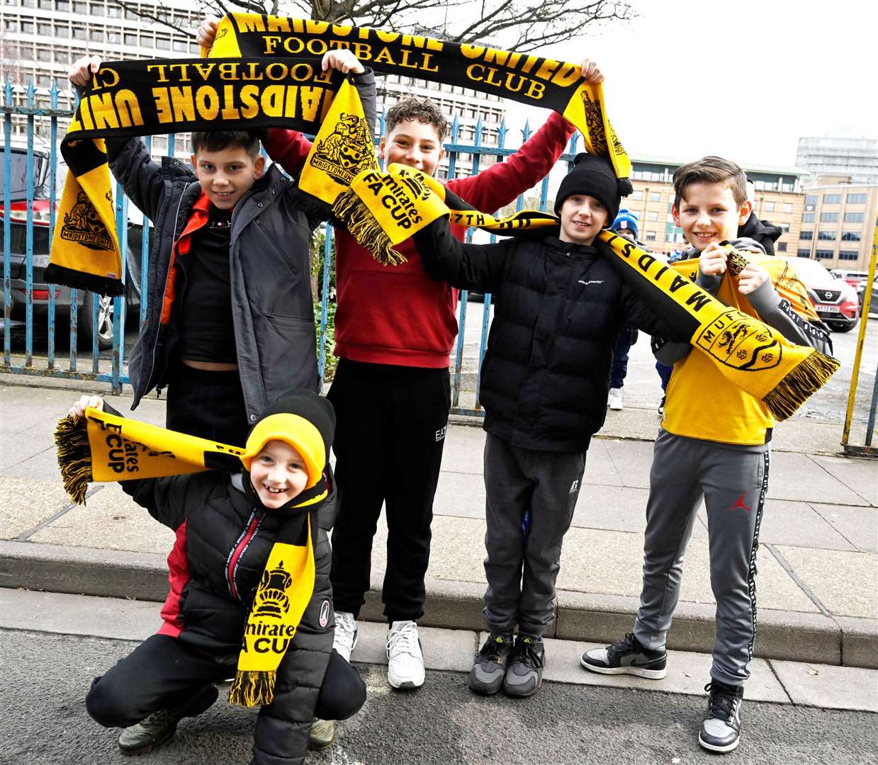 Maidstone fans show their colours ahead of the FA Cup tie at Ipswich. Barry Goodwin