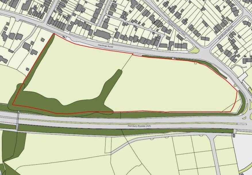 The location proposed for 87 new homes at Pembury