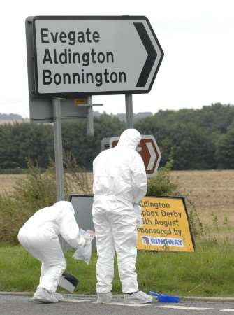 Police on the A20 near the Smeeth/Aldington crossroads