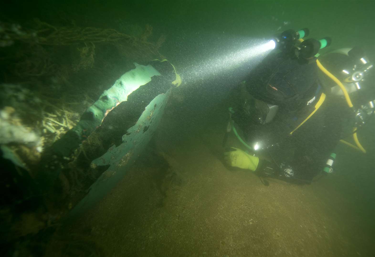 Examination of HMS Northumberland warship wreck at Goodwin Sands, off Deal