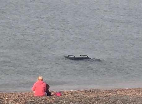 The 4x4 is almost submerged. Picture: Eden Hammond