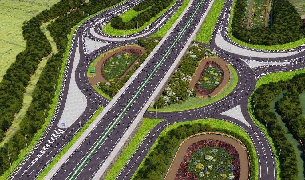 The new-look Stockbury Roundabout from above