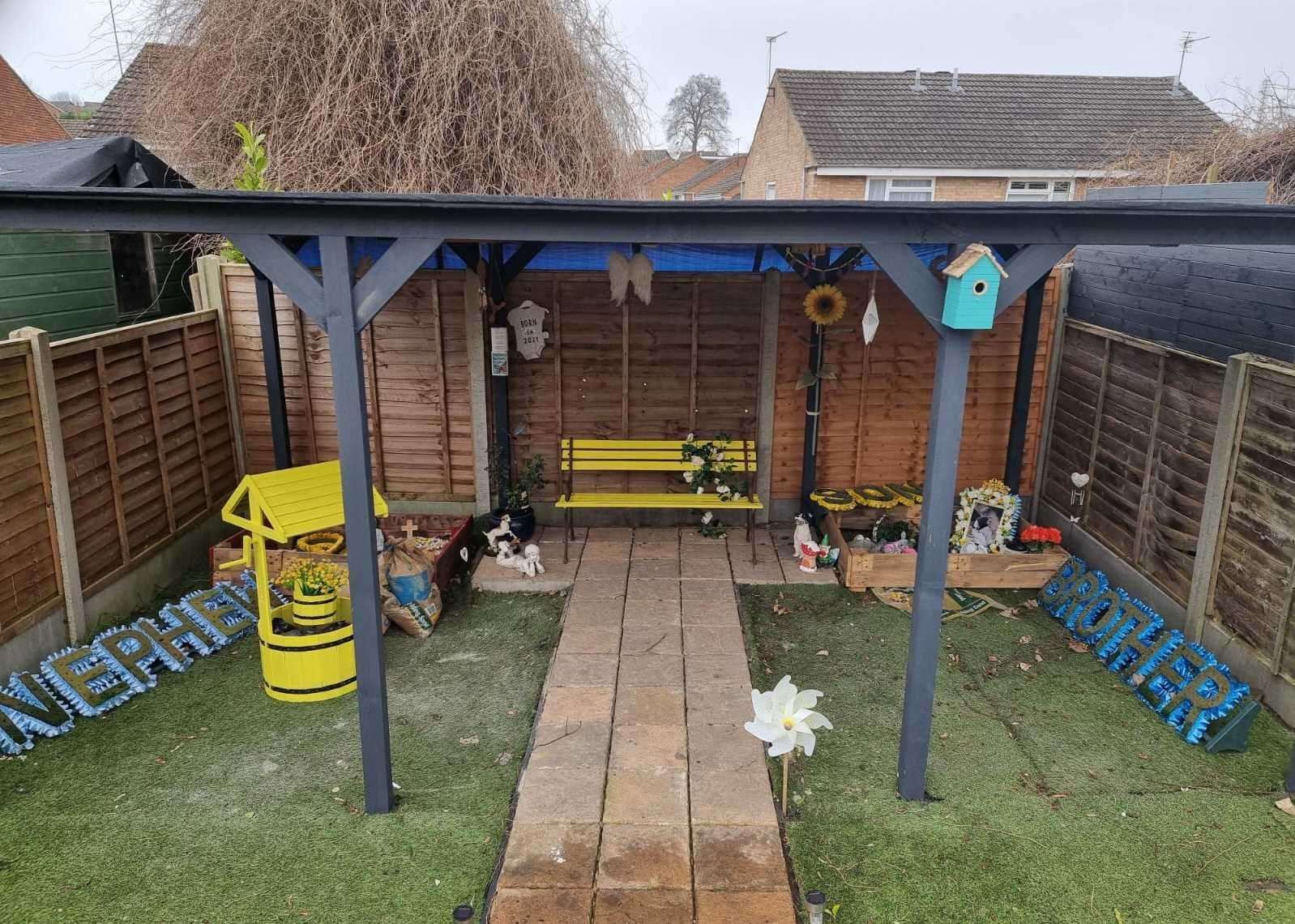 The memorial that Ashley and her family have in their garden. Picture: Ashley Arnold