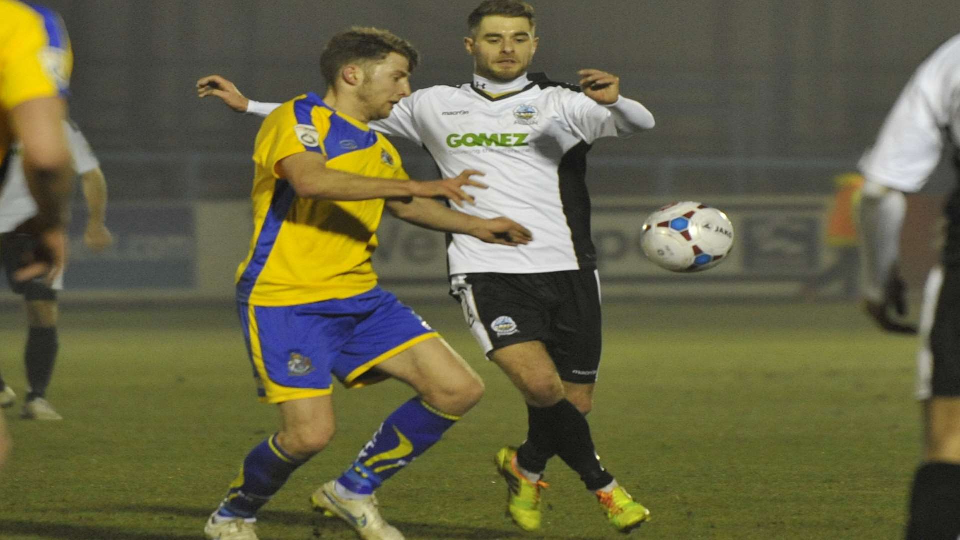 Nicky Deverdics in action against Altrincham at Crabble on Tuesday Picture: Tony Flashman