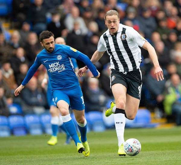 Tom Eaves on the attack at Peterborough Picture: Ady Kerry (8318315)