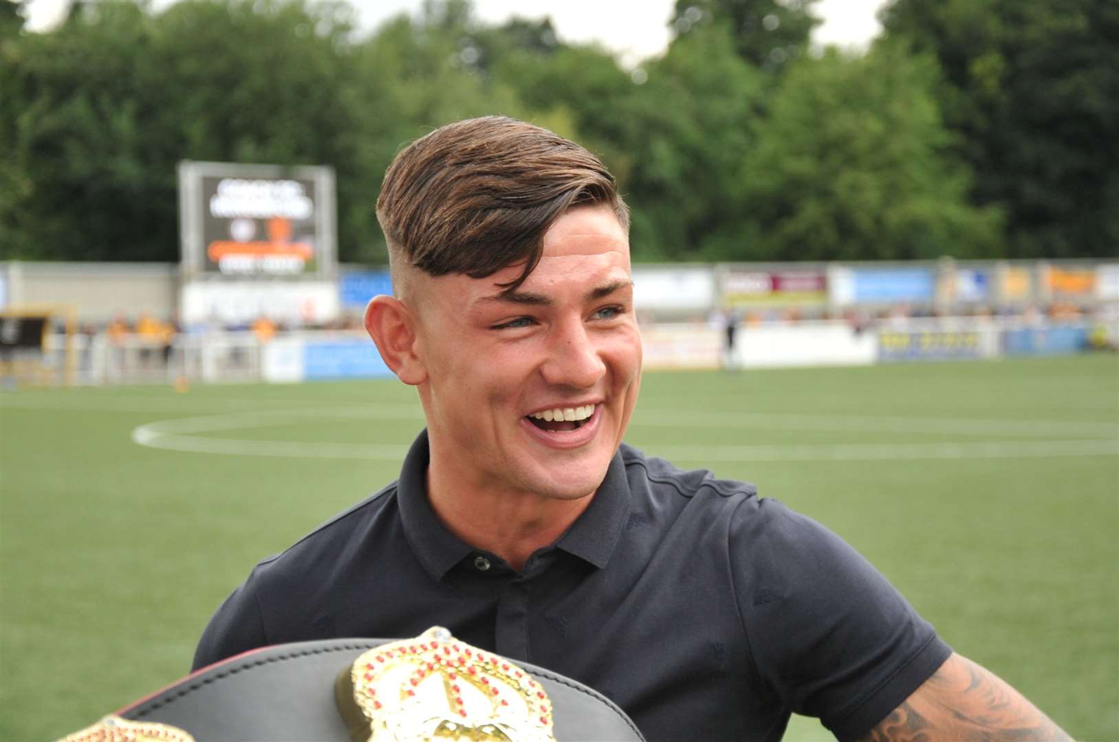 Sam Noakes visits hometown football club Maidstone United Picture: Steve Terrell