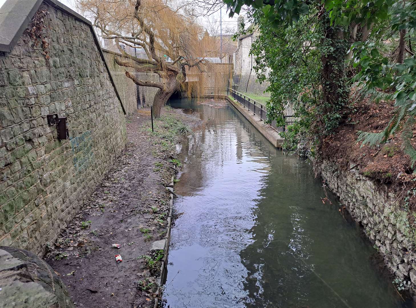 The River Len just before it joins with The Medway in Maidstone town centre