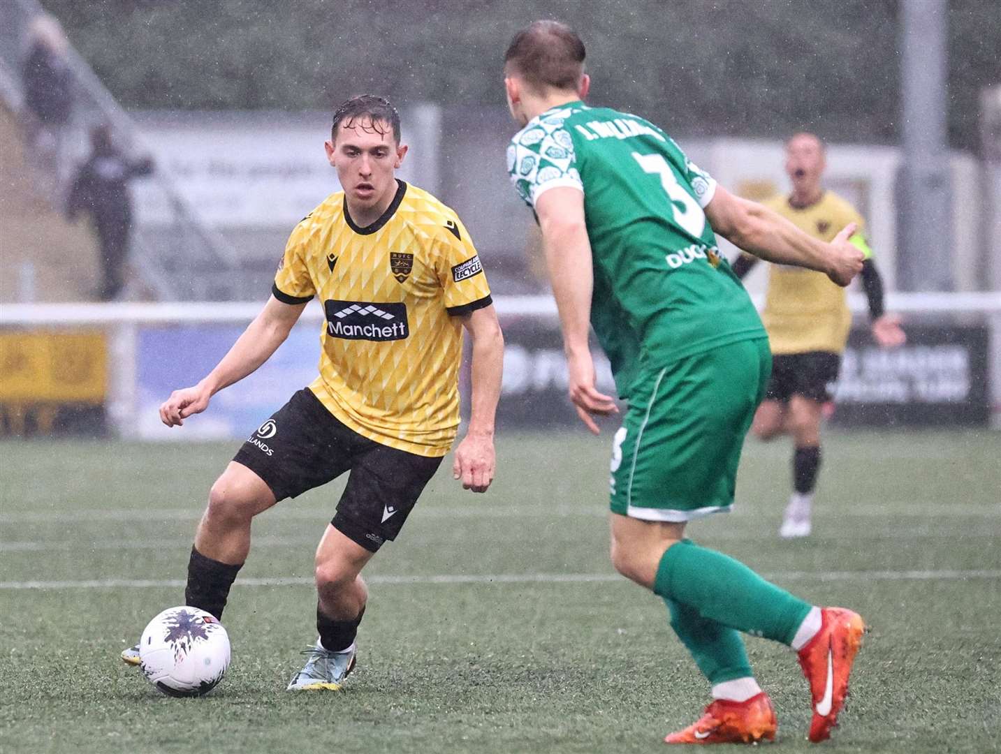 Maidstone forward Matt Rush plots a path to goal. Picture: Helen Cooper