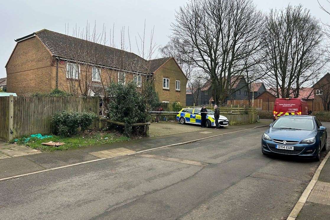 Police in Siskin Close, Hawkinge, on Thursday morning