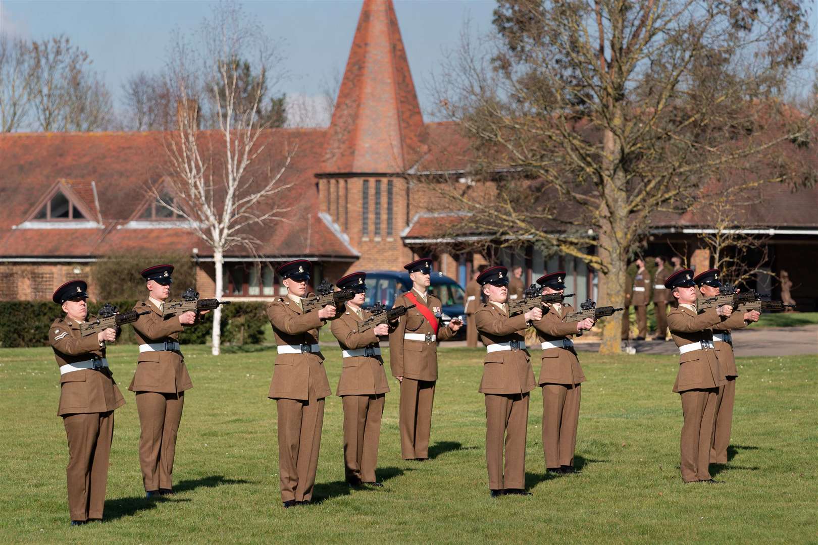 A three-round gun salute by a firing party marked the occasion (Joe Giddens/PA)