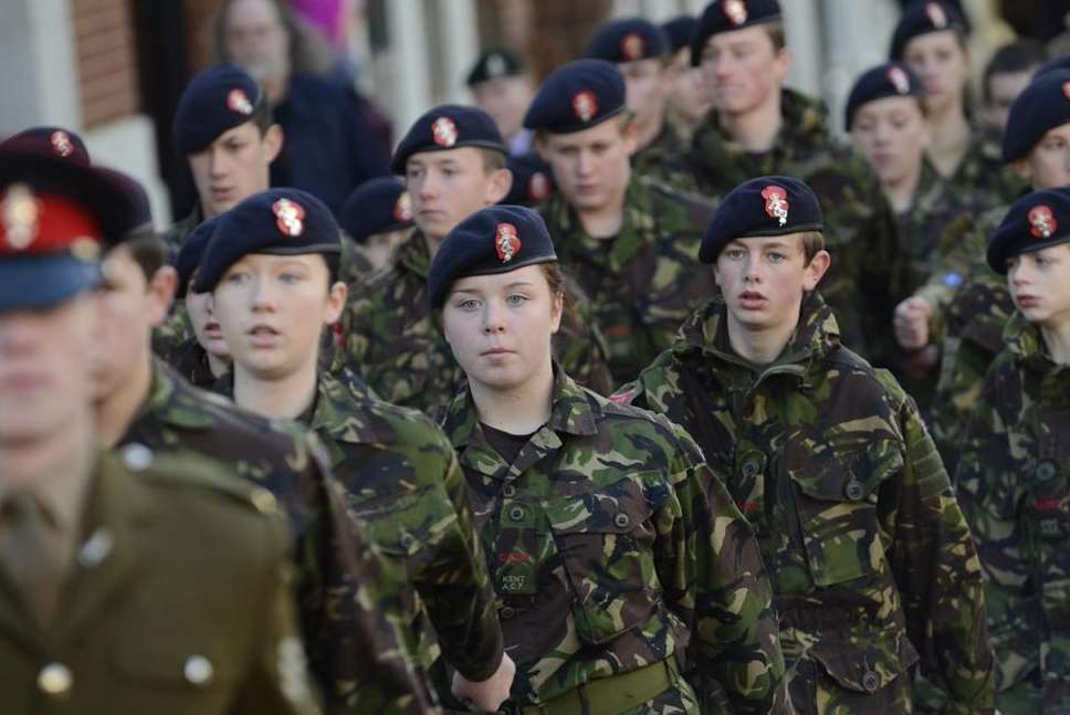 Army cadets march through Ashford. Picture: Gary Browne