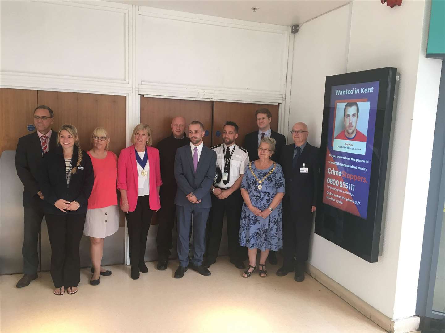 Council and police representatives turned out for the launch of new screens displaying images of wanted suspects in Orchards Shopping Centre (12963747)