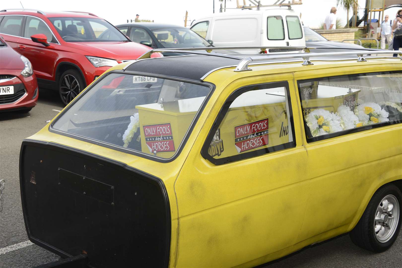 Peter Wolstenholme's coffin was pulled by a Yellow three-wheeler. Picture: Paul Amos