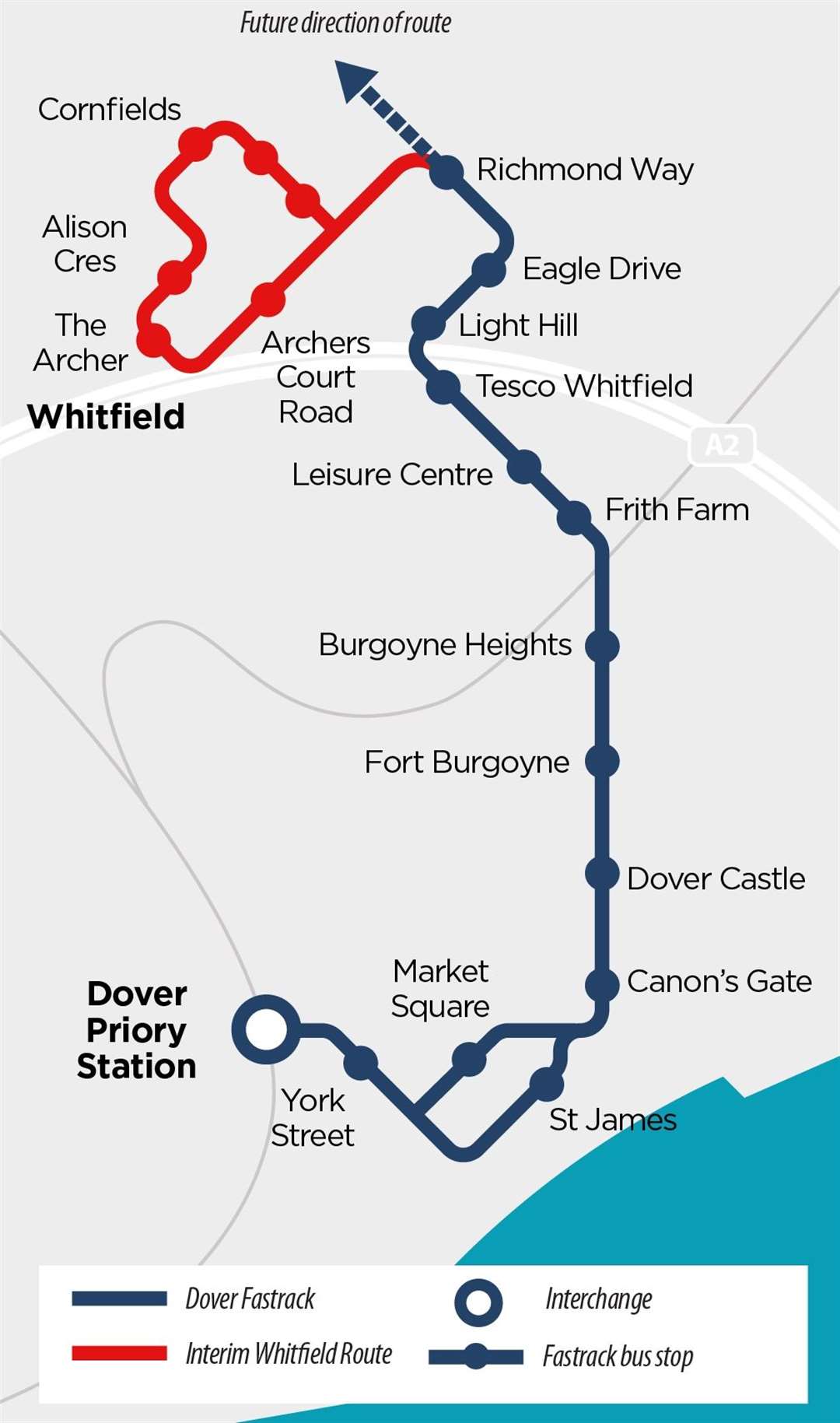 Where the Dover Fastrack route runs