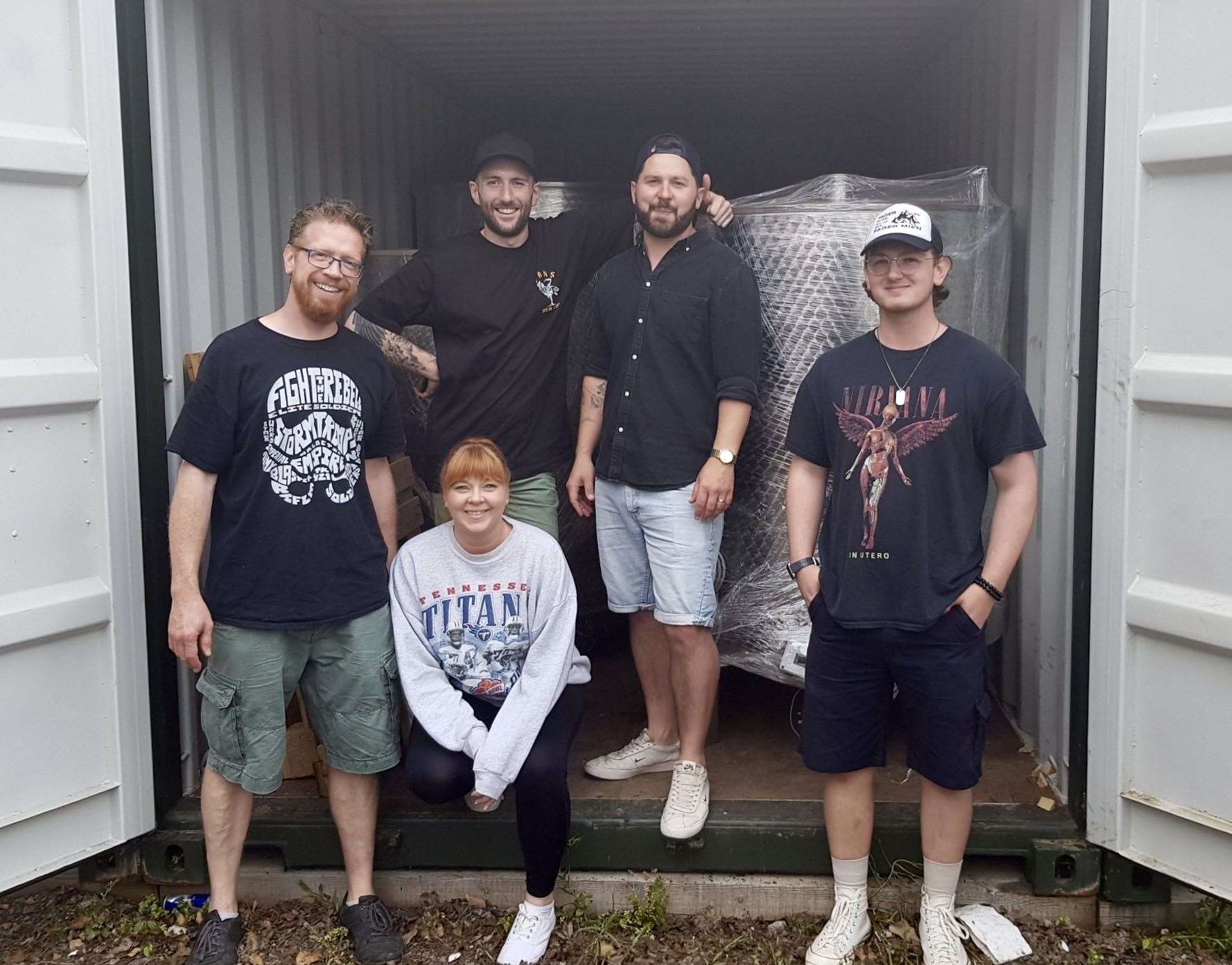 Toasting their new venture - (from left) Calvin, Danielle,Patrick, Tom and Sam