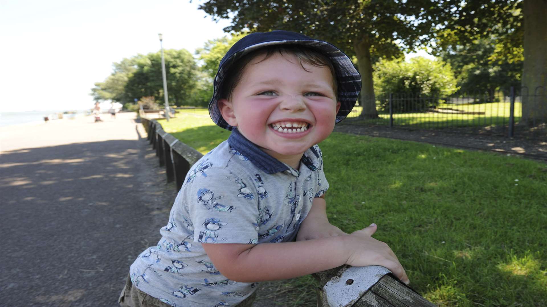 Martin Holsman, two, at the Strand, Gillingham