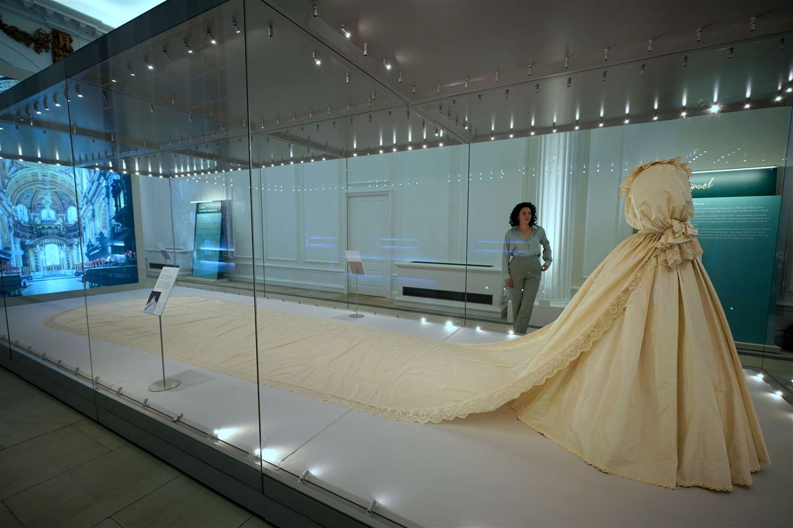 The Princess of Wales’ wedding dress is prepared for display (Yui Mok/PA)