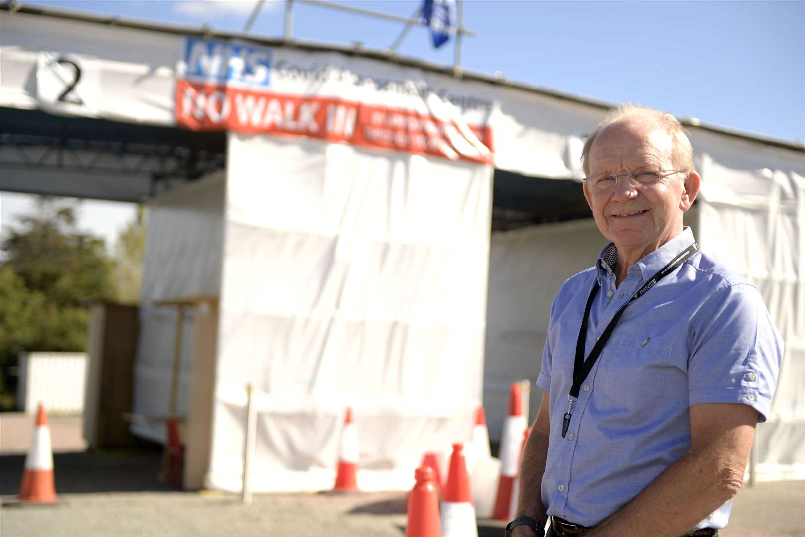 Dr John Ribchester stood in front of the soon-to-be-opened drive-thru flu jab centre