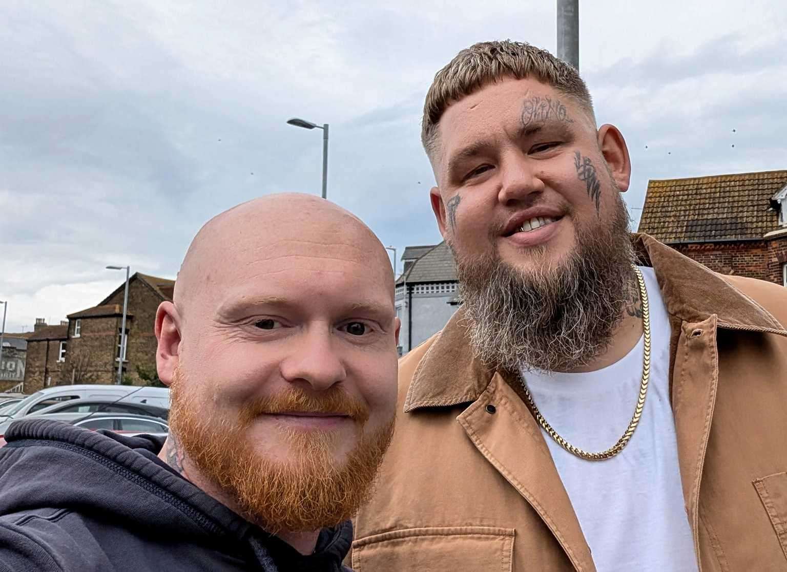 Tattoo artist Dan Bolton met Rag'n'Bone Man who was visiting the studio he works at in Margate to shoot a music video. Picture: Dan Bolton