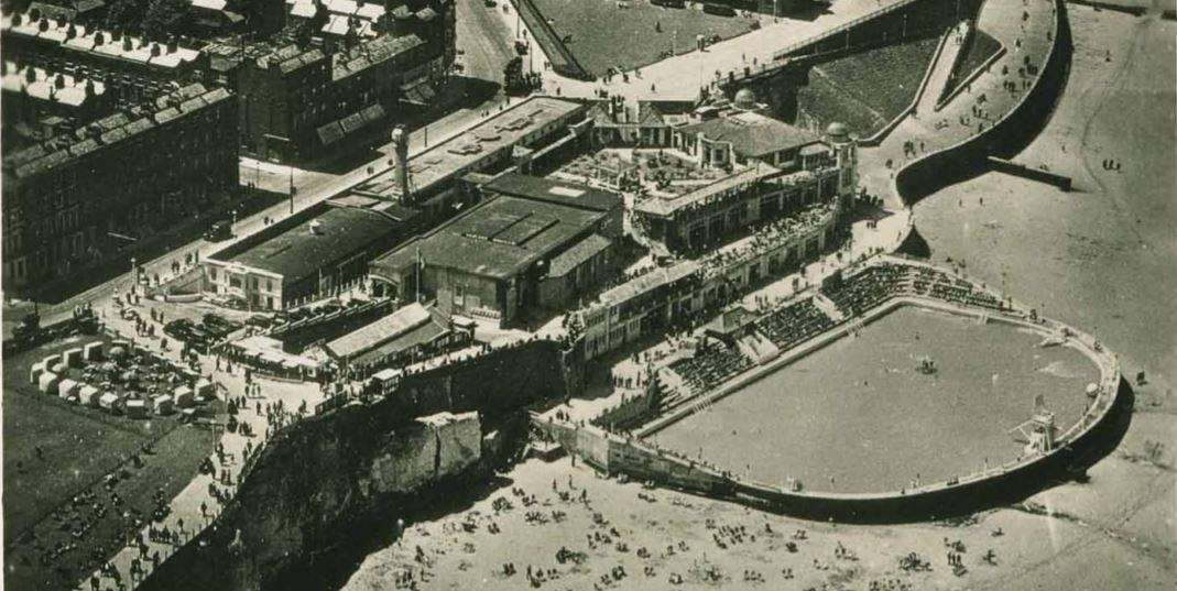 An aerial view of The Lido site in the 1950s
