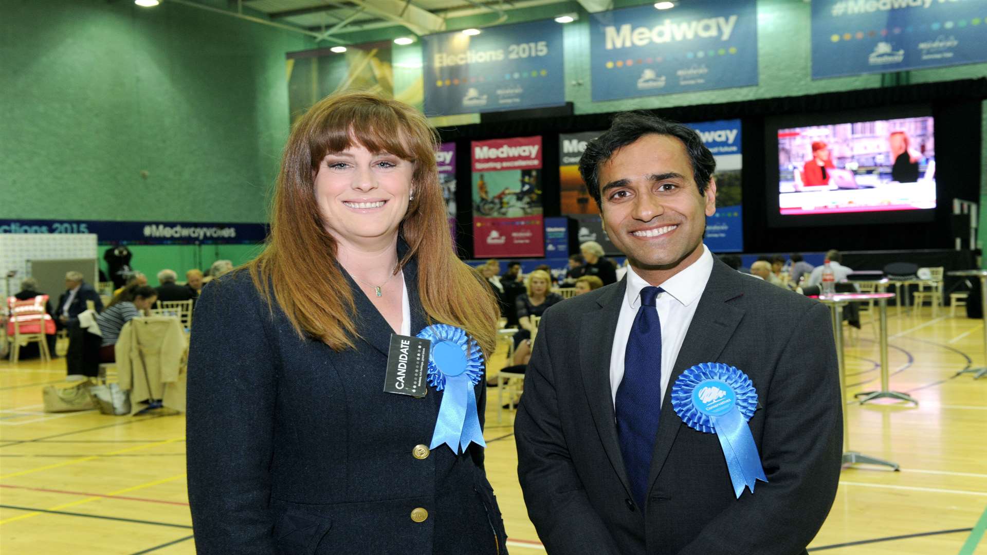 Kelly Tolhurst MP and Rehman Chishti MP at the election count