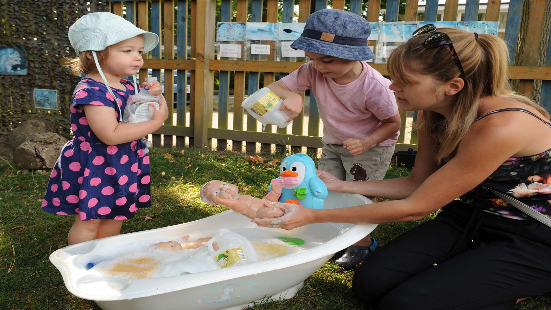 A water play session at Deanwood Children's Centre in Rainham.