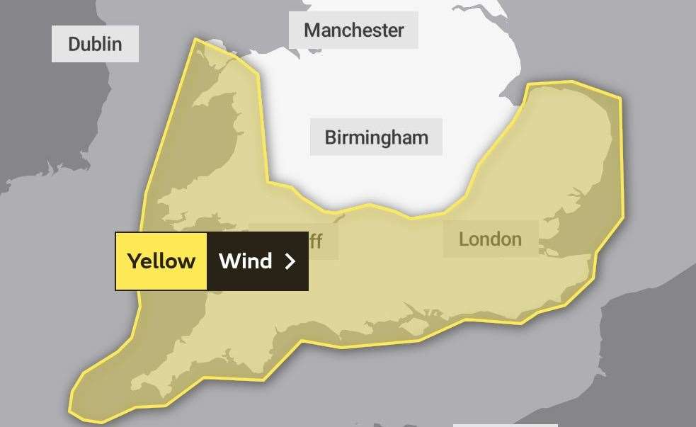 The Met Office has issued a yellow weather warning for strong winds. Picture: Met Office